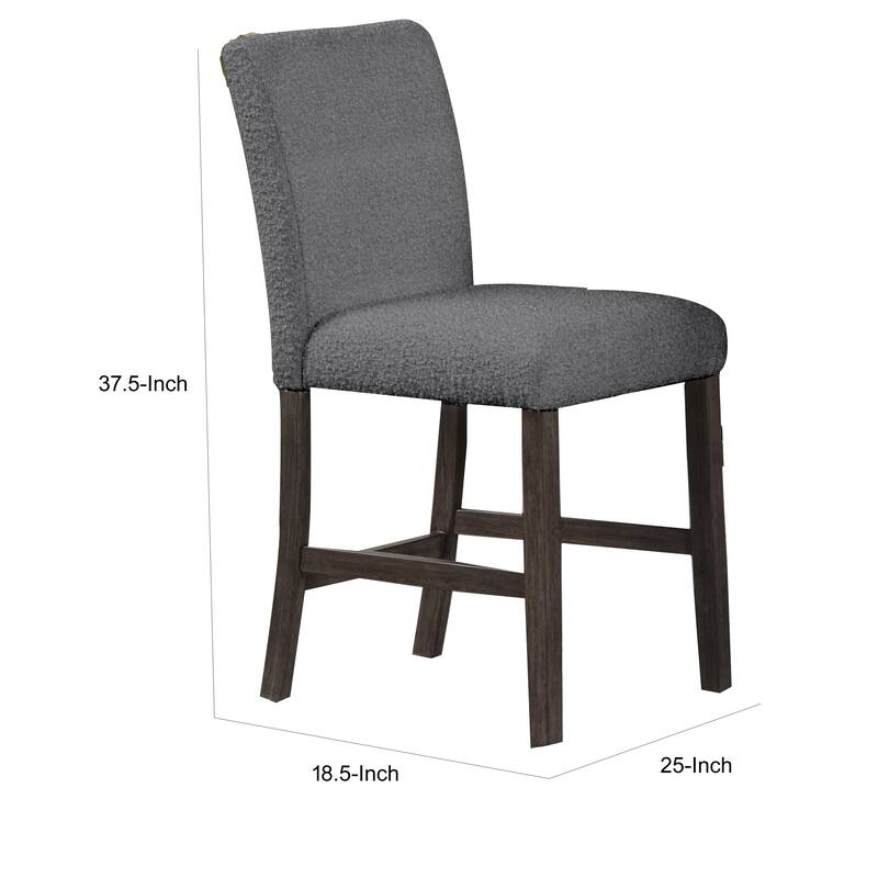 Ghy 25 Inch Dining Side Chair Set of 2, Gray Textured Upholstery, Brown