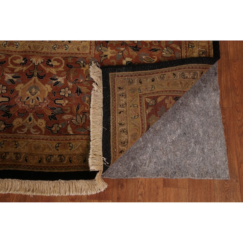 Hand Knotted Oriental 100% Wool Carpet Traditional Floral Black Kashan Area Rug - 18' 0'' X 12' 2''