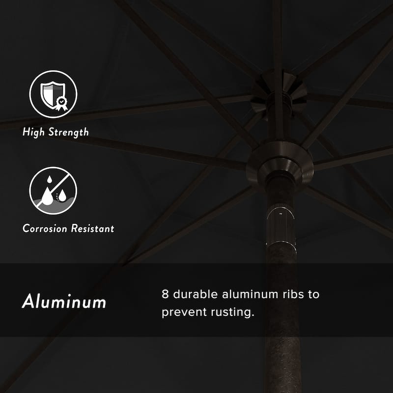 California Umbrella 9' Round Crank Lift Push Button Tilt Bronze Aluminum Patio Umbrella Sunbrella