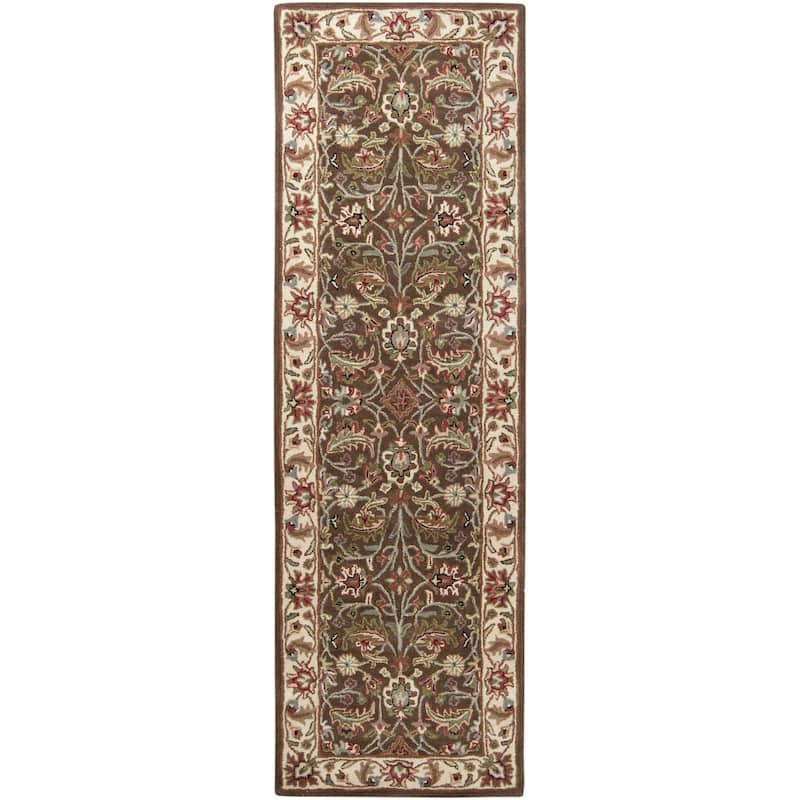 Livabliss Traditional Caesar Border Area Rug - 3' x 12' - Brown