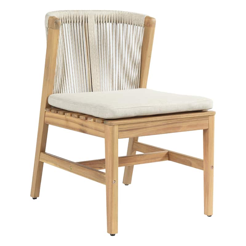 Christopher Knight Home - Solterra Farmhouse Wood & Rope Woven 9-Piece Outdoor Dining Set with Slat Table