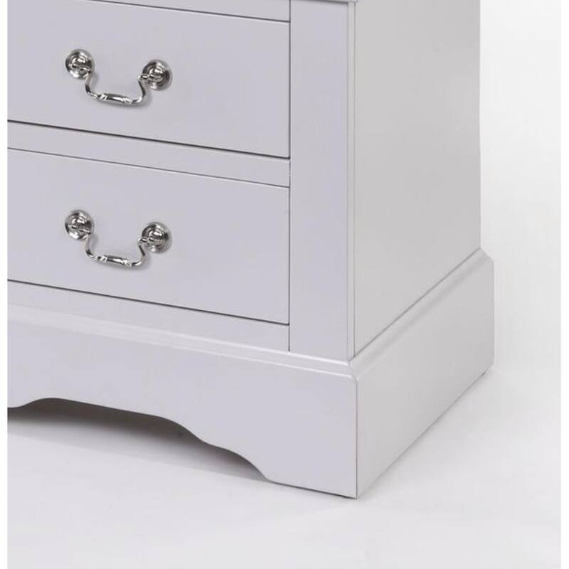 Modern White Nightstand with Two Drawers and Nickel Handles