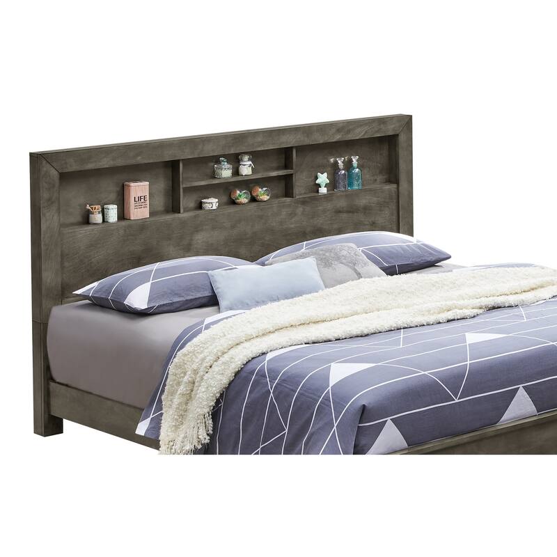 Elegant Transitional Gray Frame Bed, Durable Design for Daily Use