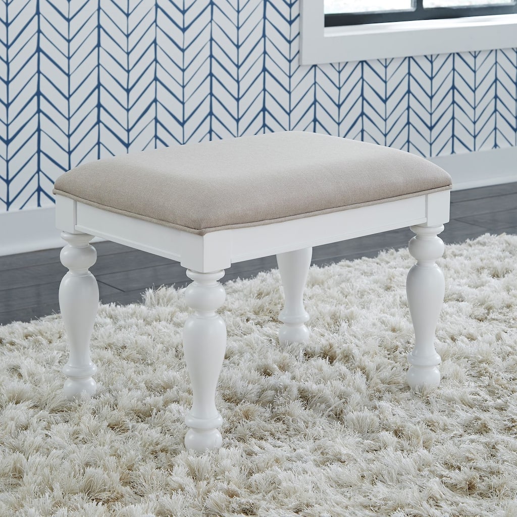 Summer House I Oyster White Vanity Stool - W23 x D17 x H18