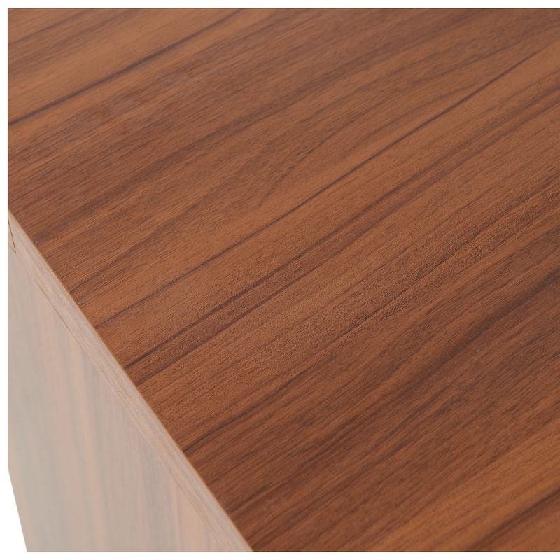 55.1"L Home Office L-Shaped Versatile Desk Height Adjustable Extendable Desk with Storage Drawers and Cabinet, Walnut