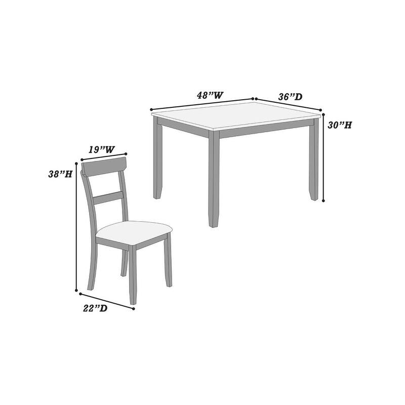Classic Stylish Gray Natural Finish 5pc Dining Set Kitchen Dinette Wooden Top Table and Chairs Cushions Seats Ladder Bac