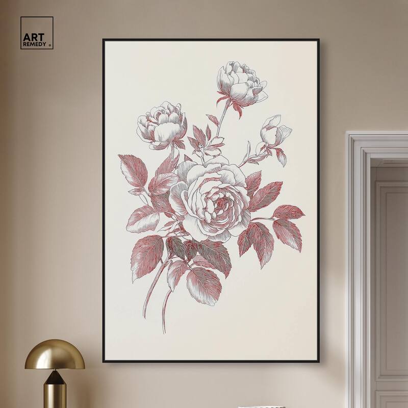Breezy Red Pencil Blooms II Canvas by Art Remedy