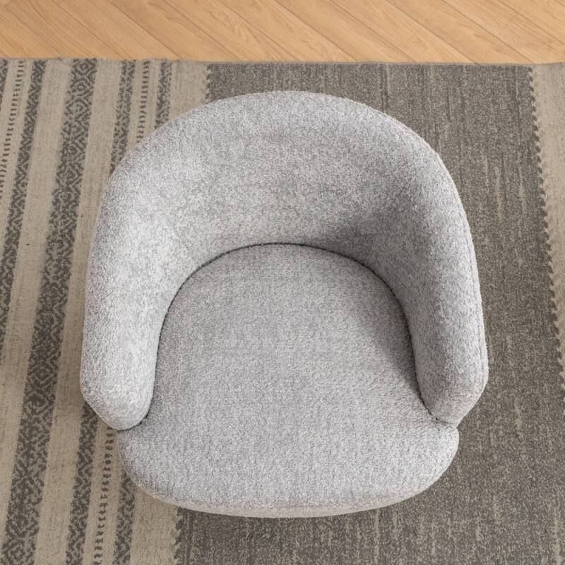Modern Chenille Fabric Accent Swivel Chair with Gold Metal Round Base