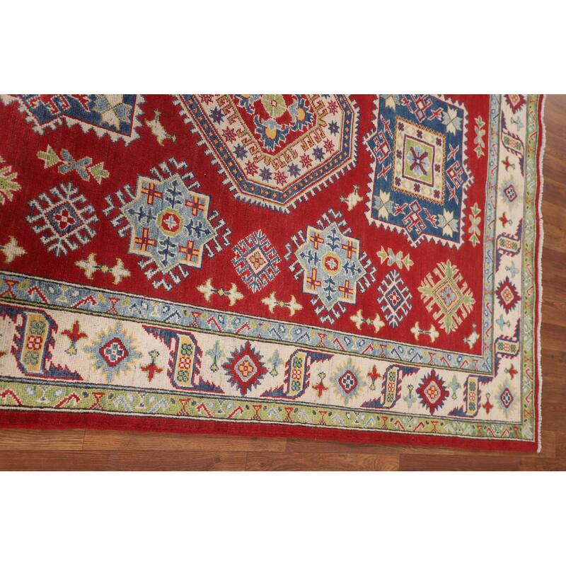 Traditional Red Kazak Oriental Area Rug Hand-Knotted Wool Carpet - 5'1" x 6'9"