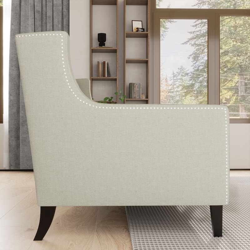 Beige Mid Century Modern 78.75" Polyester 3-seater Sofa with Button Tufted Backrest and Comfy Cushion for Living Room