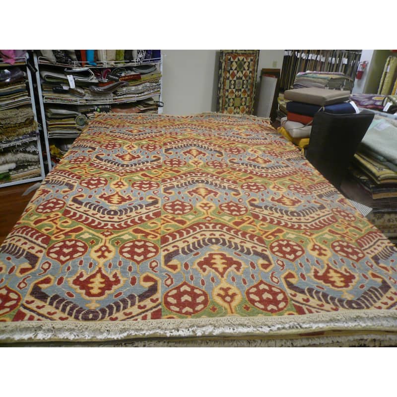 SAFAVIEH Couture Handmade Sumak Flatweave Emmeline Traditional Oriental Wool - 4' x 6' - Blue/Green - Rectangle