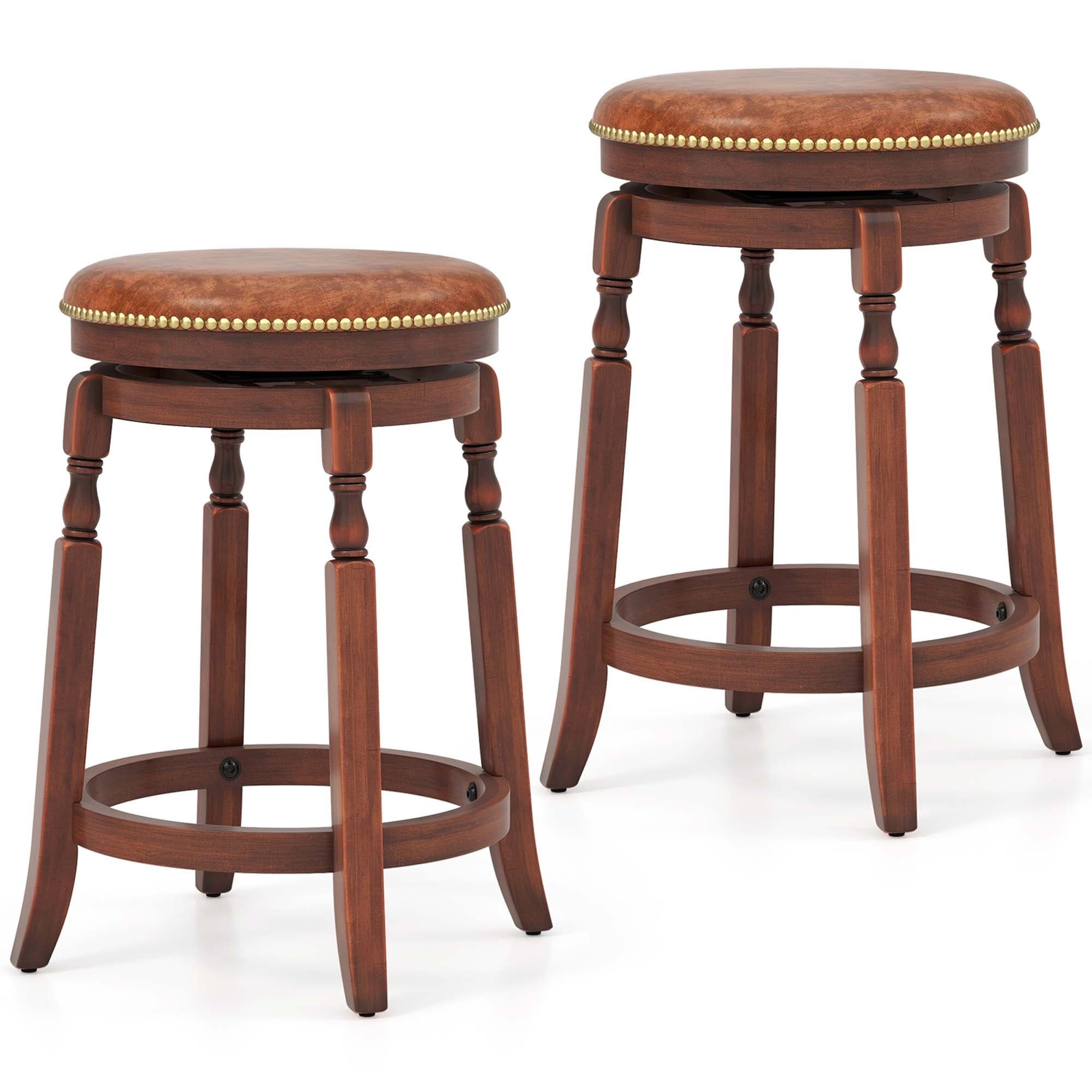 Costway 24" Swivel Bar Stool Set of 2/4 with Upholstered Seat & Rubber - See Details