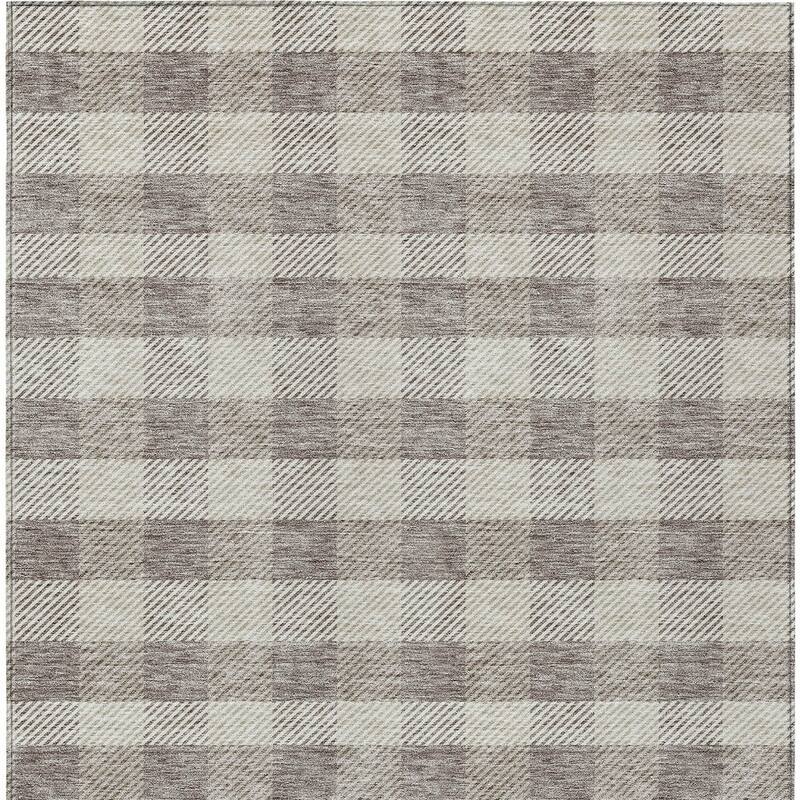 HomeRoots Plaid Transitional Rectangle Outdoor Rug