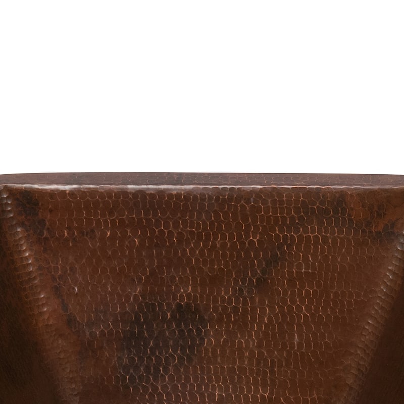 15-in Square Under Counter Hammered Copper Bathroom Sink (LSQ15DB)