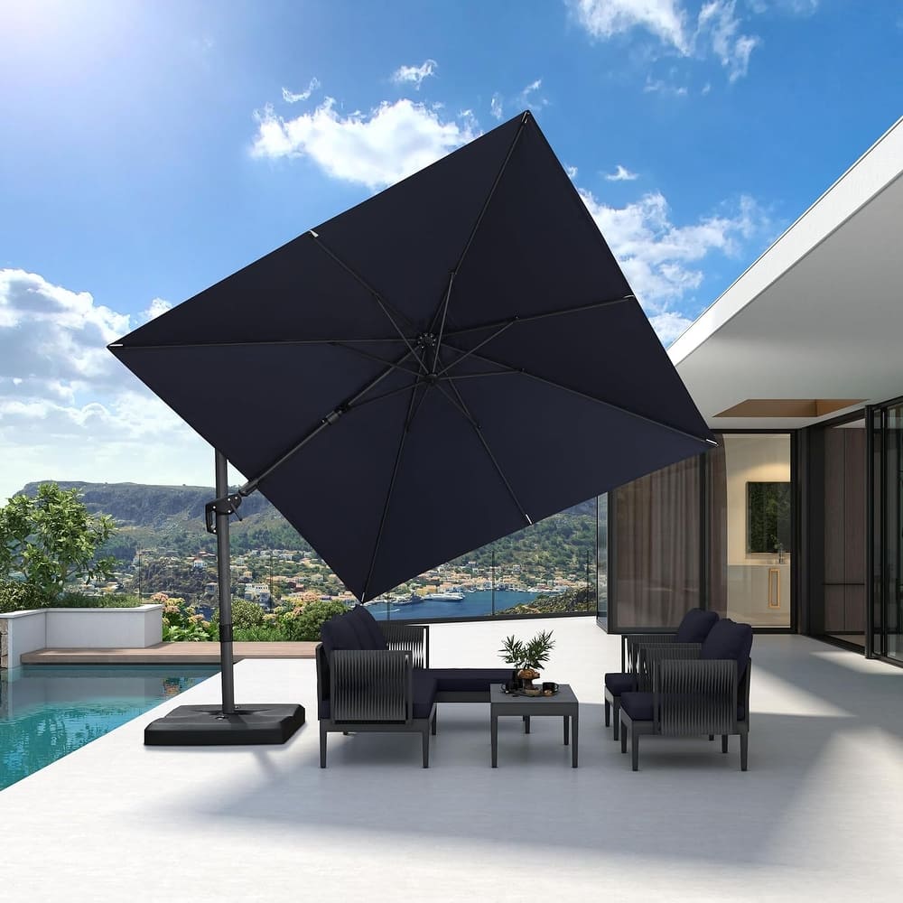PURPLE LEAF 10 ft Left-right Tilting Patio Cantilever Umbrella with 360-degree Rotation