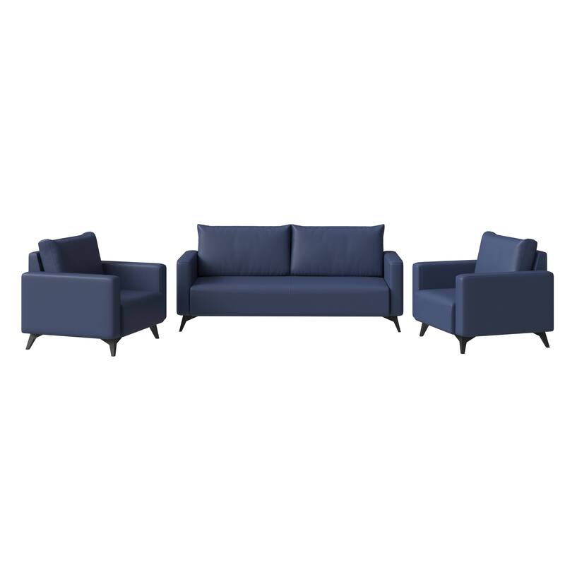 3-Piece Sofa Set Upholstered in Leather Inno Series by LeisureMod