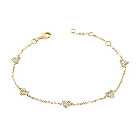 Joelle Diamond Heart Station Bracelet for Her 14K Gold 1/3 Cttw. Gift for Her