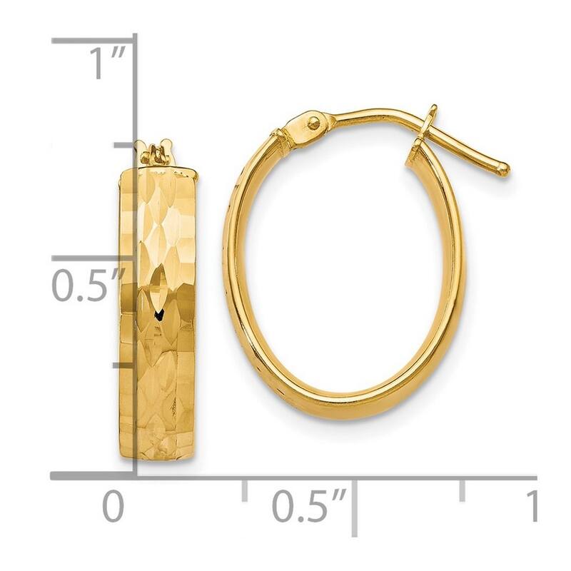 Curata 10k Yellow or White Gold 21x10mm Heavy Diamond Cut Wide Oval Hinged Hoop Earrings