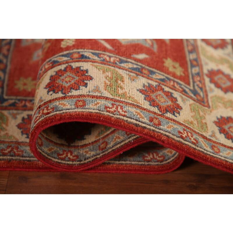 Geometric Kazak Oriental Accent Rug Handmade Traditional Wool Carpet - 2'7" x 4'0"