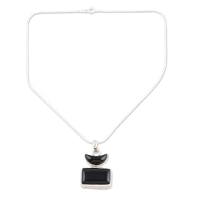 Novica Handmade Black Midnight Onyx Pendant Necklace