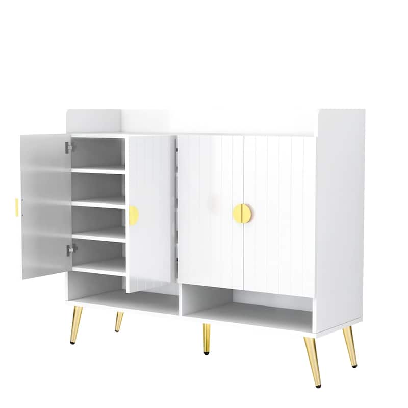 Modern Wooden 11-Tier Shoe Storage Cabinet with Adjustable Shelves