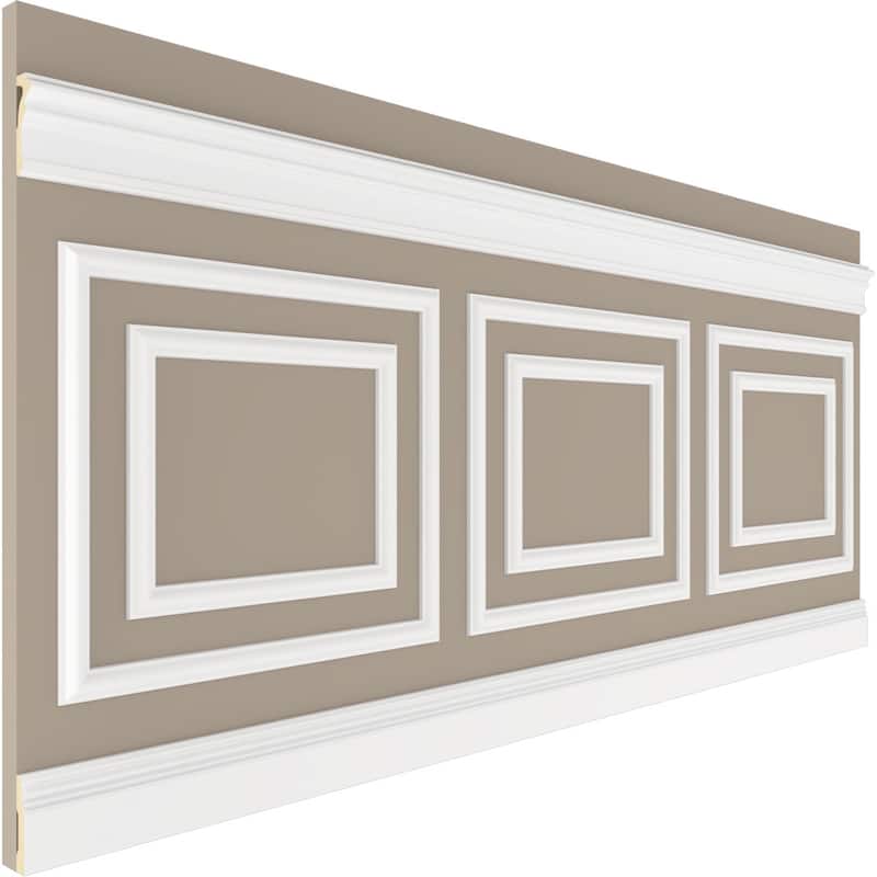 94 1/2"L Ashford Square Double Panel Traditional Wainscot Paneling Kit - Adjustable from Heights