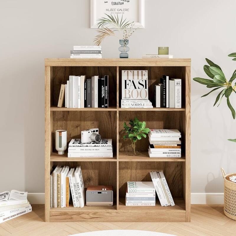 Farmhouse 6-Cube Storage Organizer Bookshelf, Standing Display Cabinet for Home Office