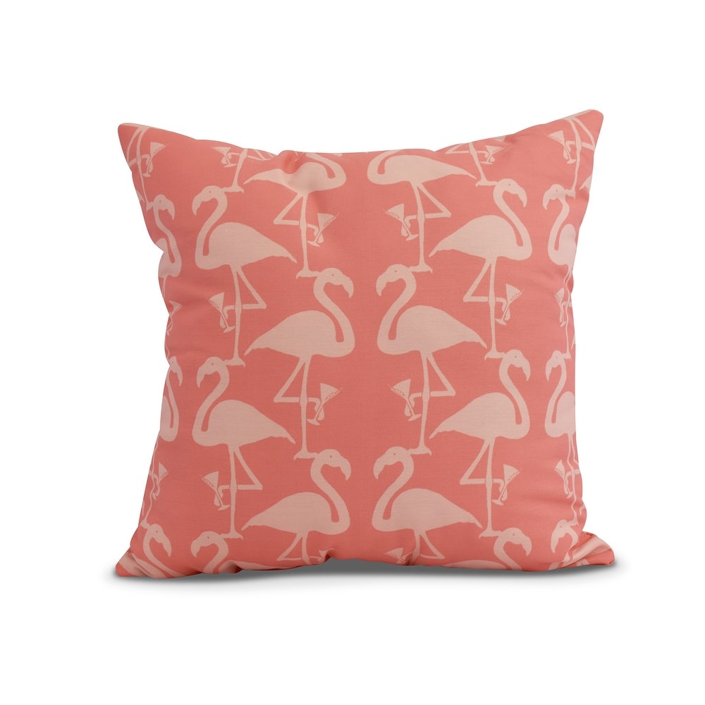 20 x 20 inch Flamingo Heart Martini Animal Print Pillow