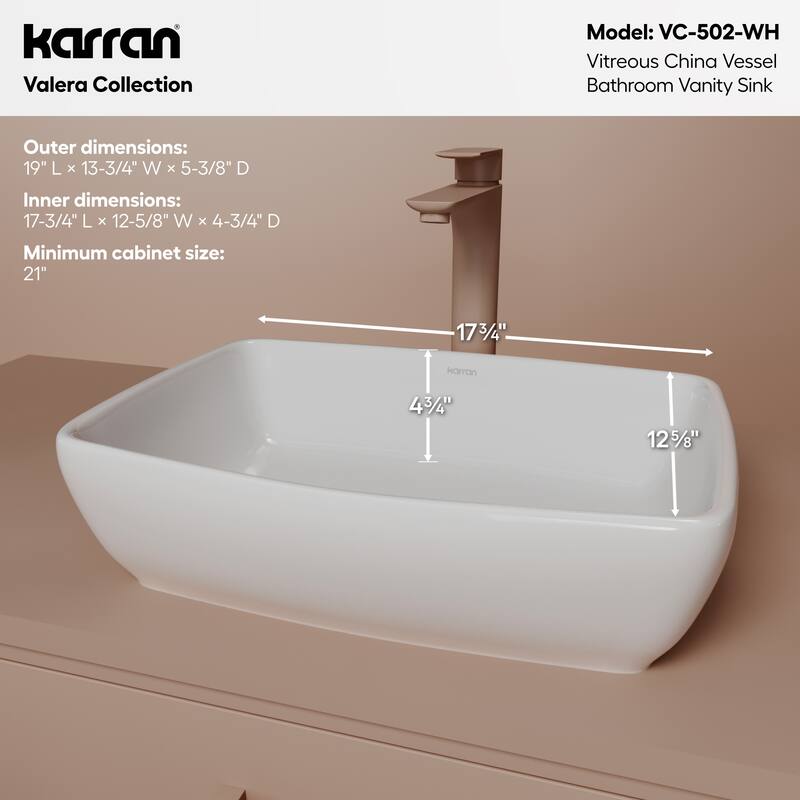 Karran Valera 19" Vitreous China Vessel Bathroom Sink in White