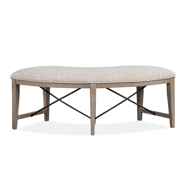 Magnussen Home Paxton Place Dovetail Grey Upholstered Curved Bench - 52''W x 21.75''D x 19''H