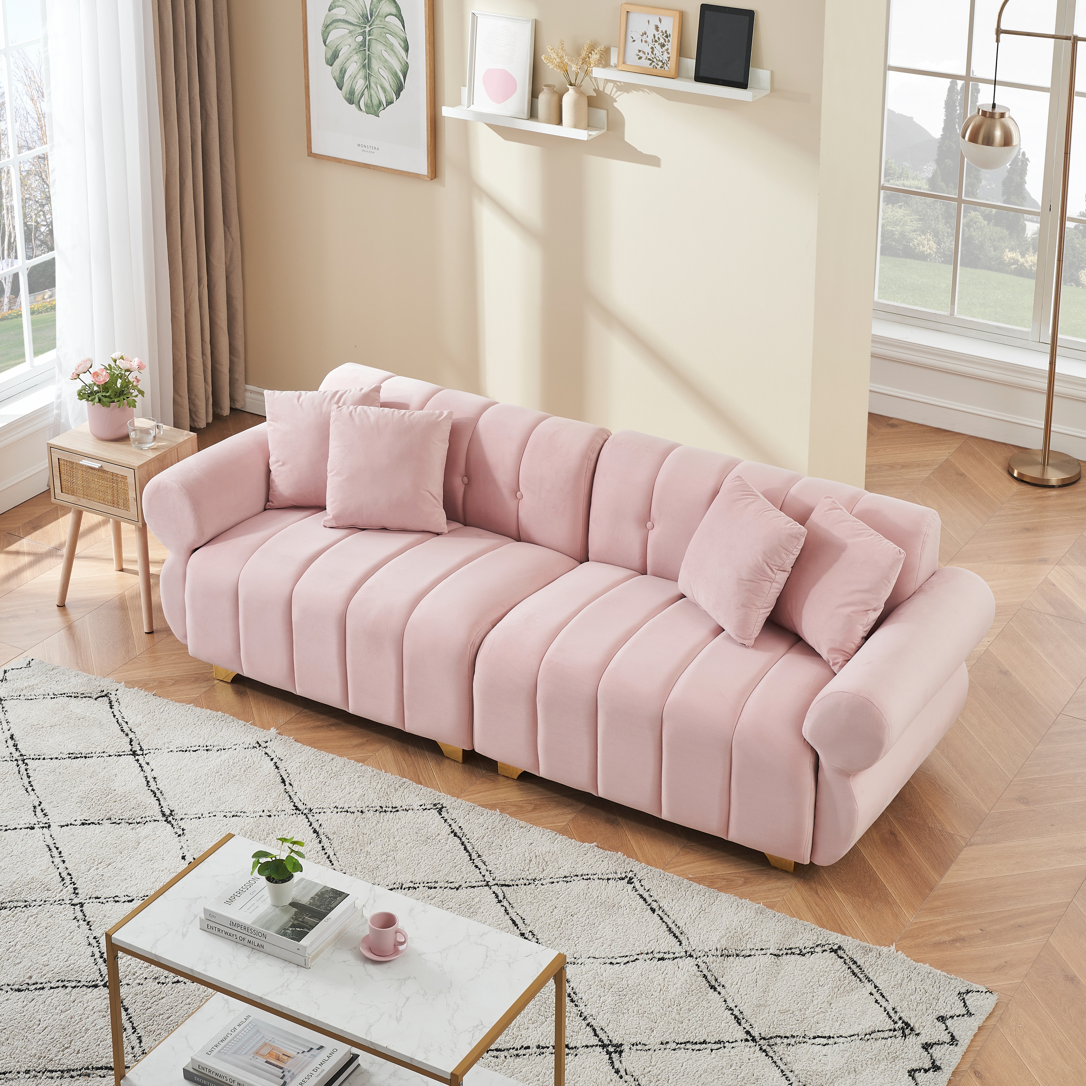 3 seater pink sofa discount
