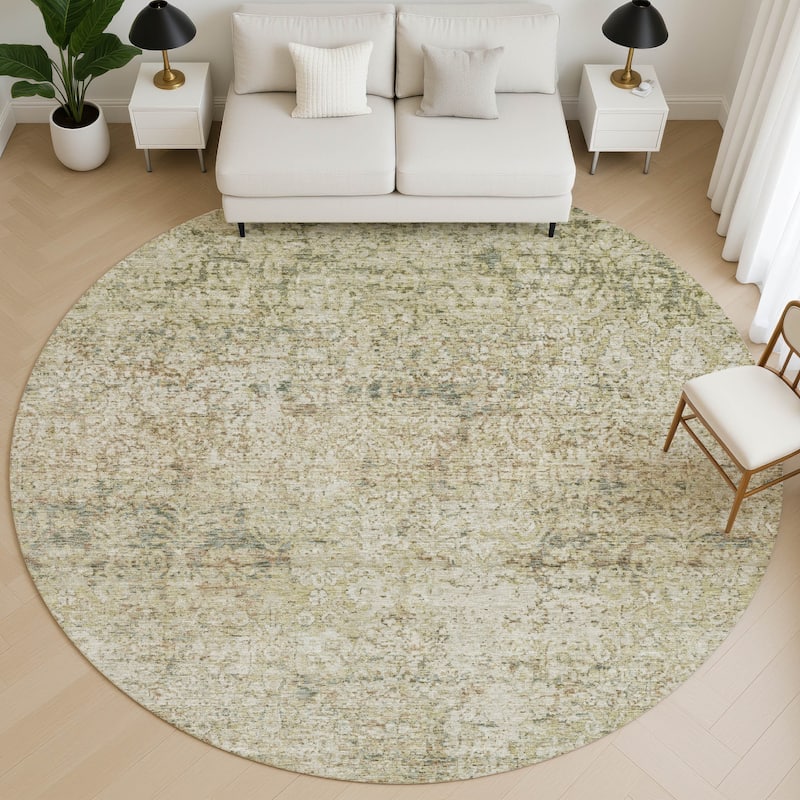 Premium Washable Super Soft Vintage Traditional Mayfield Rug - Sage - 8' x 8'