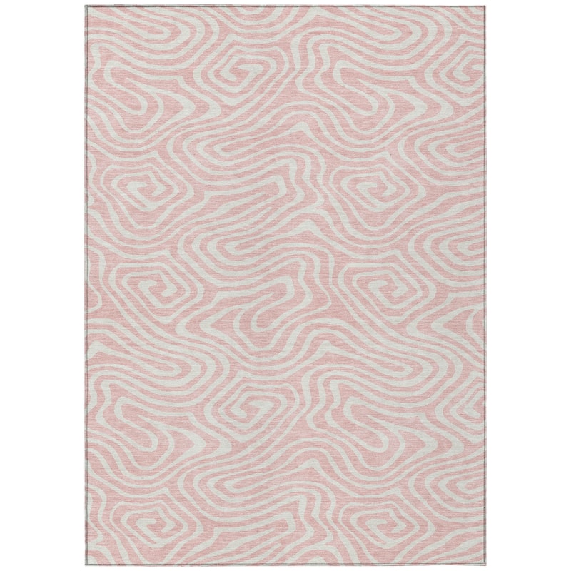 Machine Washable Indoor/ Outdoor Abstract Modern Chantille Rug