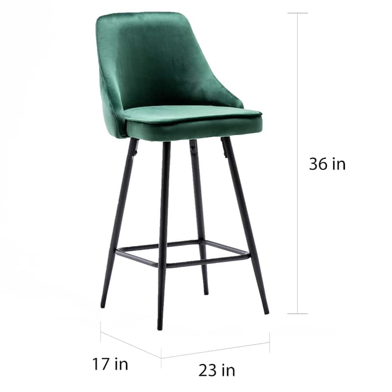 Zainab Premium Velvet Upholstered Contemporary Dining Bar Stools (Set of 2 )