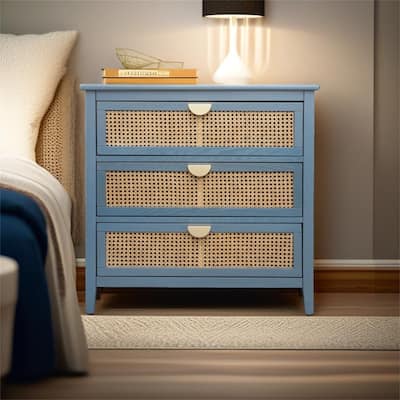 3 Drawer Natural Rattan Cabinet