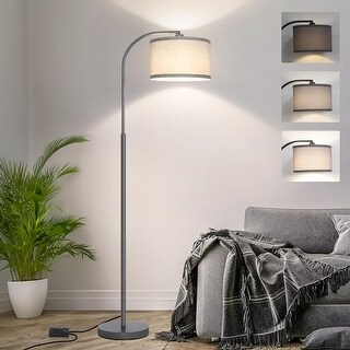Dimmable Floor Lamp,Arc Floor Lamps,Stepless Dimmable Standing Lamp with Adjustable Drum Shade, Modern Arched Corner Light