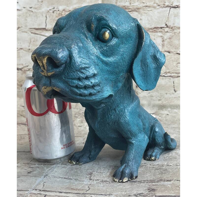 Bobble Head Style Labrador Retriever Puppy Dog Bronze Metal Figure Statue Art