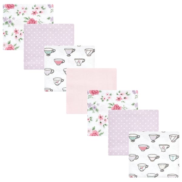 slide 1 of 1, Hudson Baby Infant Girl Cotton Flannel Receiving Blankets Bundle, Tea Party, One Size - Tea Party - One Size One Size - Tea Party