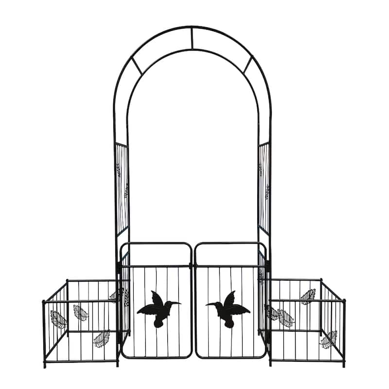 Metal Arch Garden Trellis with Doors for Climbing Plants