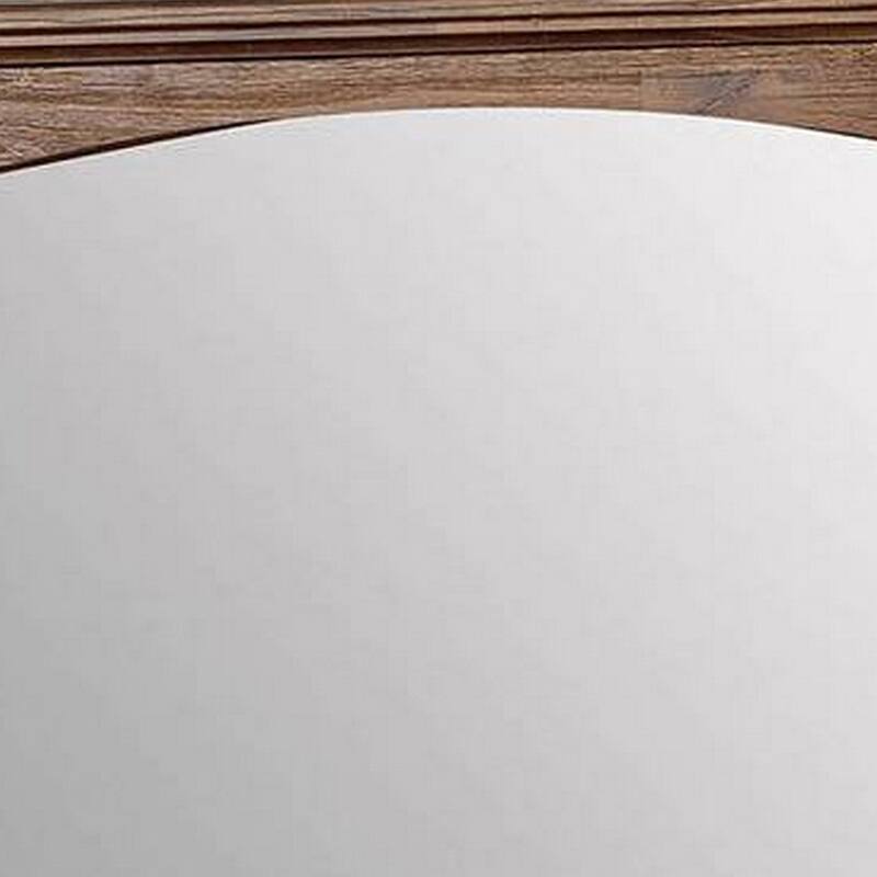 37 Inch Transitional Style Wooden Frame Mirror, Dark Oak