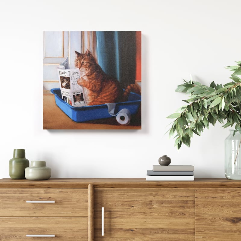"Cat On A Throne" Cat Wall Art Graphic Art Print on Wrapped Canvas
