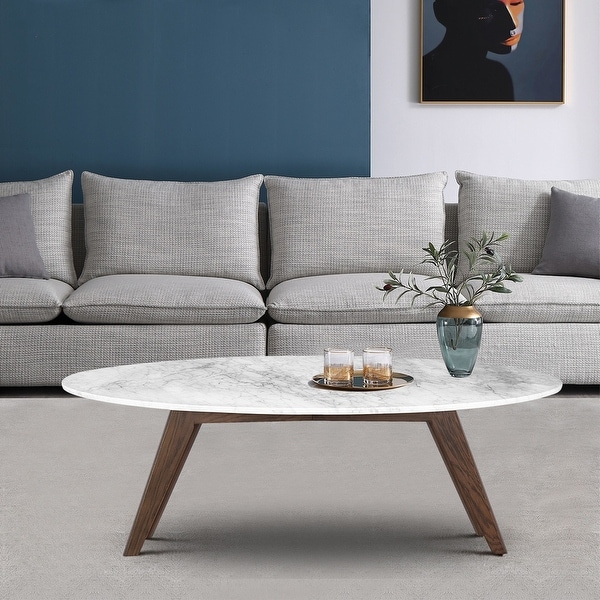 Poly and Bark Riley Marble Oval Coffee Table. Opens flyout.