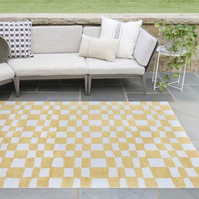 Straker Abstract Checkered Indoor/Outdoor Area Rug