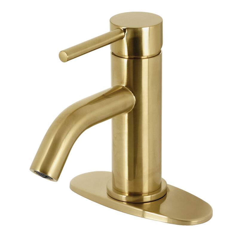 Kingston Brass Concord Single-Handle 1-Hole Deck Mount Bathroom Faucet with Push Pop-Up - Brushed Brass