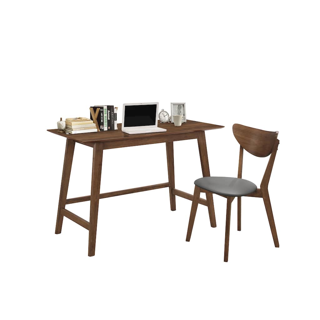 2 Piece Writing Desk Set With Stool in Walnut