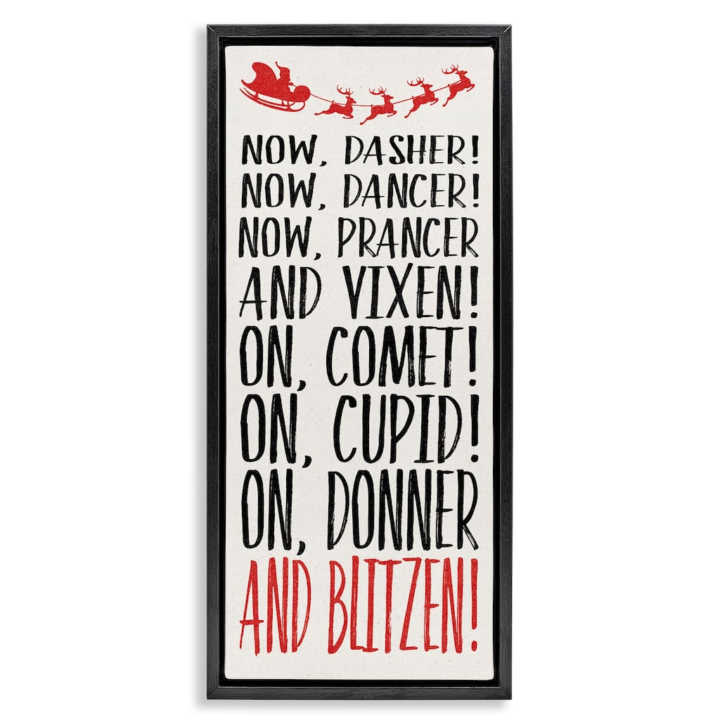 Stupell Holiday Reindeer Names Framed Floater Canvas Wall Art Design By Dogwood Portfolio