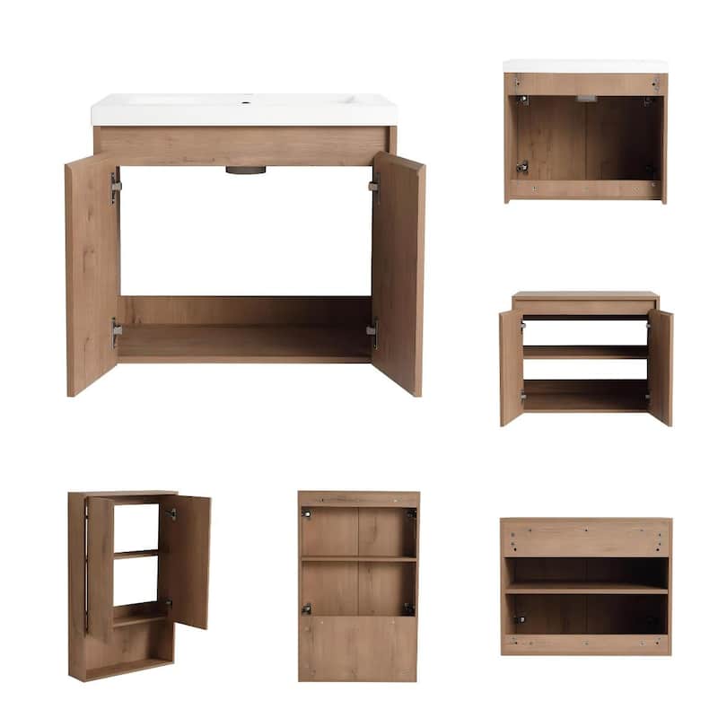 BNK 24''/36''/72'' Bathroom Vanity With Sink, Floating Bathroom Vanity with Soft Close Doors and Shelf