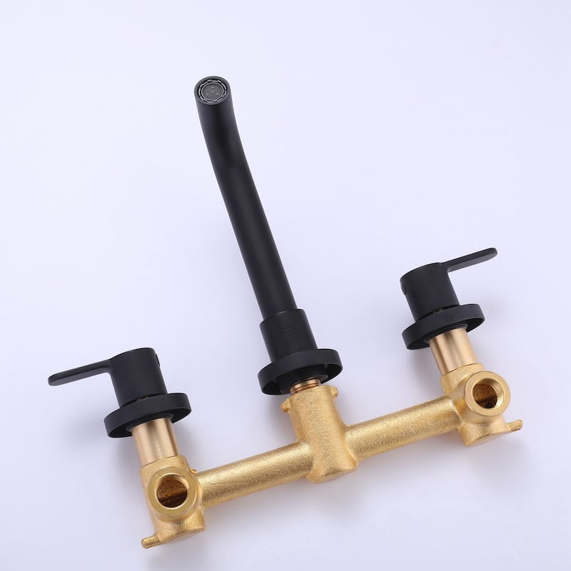 Modern Matte Black Two Handle Bathroom Faucet - 8.03-in W