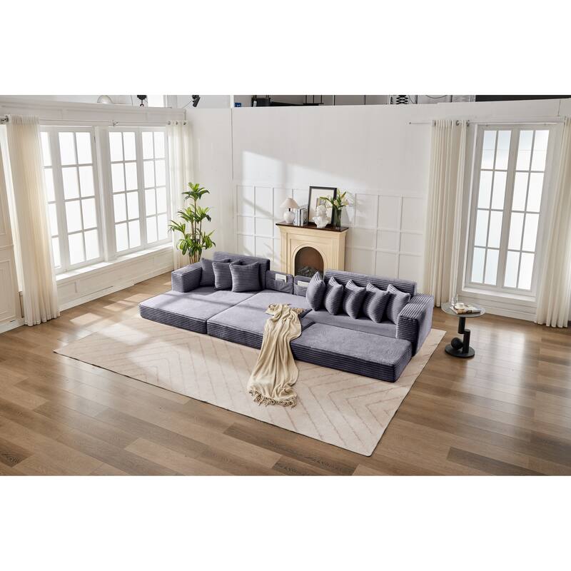 Convertible Corduroy Sofa Bed, Foldable Floor Couch, Space-Saving Sleeper Mattress Sofa, Multi-Functional Folding Bed - Grey