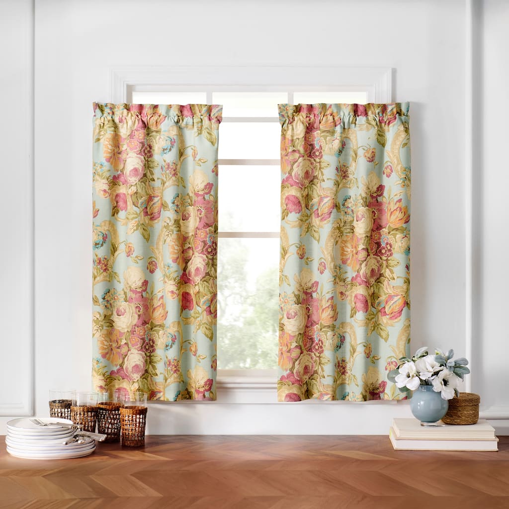 Waverly Spring Bling Vapor 100% Cotton Tiered Panel 52 X 36 Vapor - 52"X36"